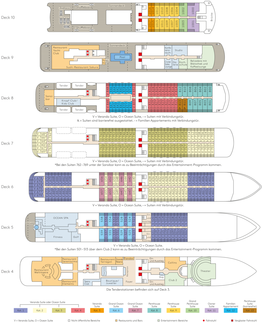 Decksplan der EUROPA 2 HapagLloyd Cruises