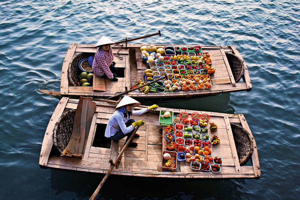 146410397 Halong bay fruit boat vendors