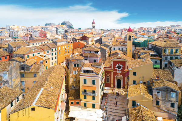 Panoramic view of Kerkyra, capital of Corfu island, Greece