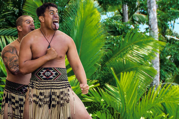 2J5R3X2 The haka is a traditional war cry, war dance, or challenge in Maori culture. On the photo it is performed during Waitingi day. Waitangi Day is the nat