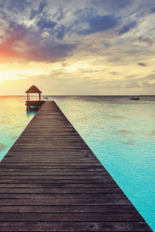 158554902 Fakarava Sunset at Jetty French Polynesia