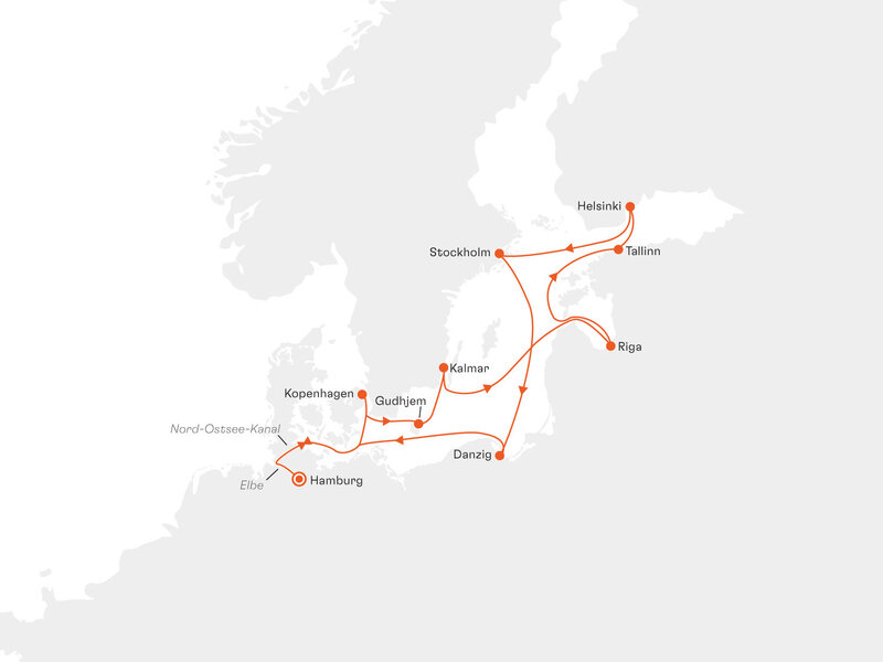 Routenkarte: Ostsee pur: Hanse, Hygge und Highlights