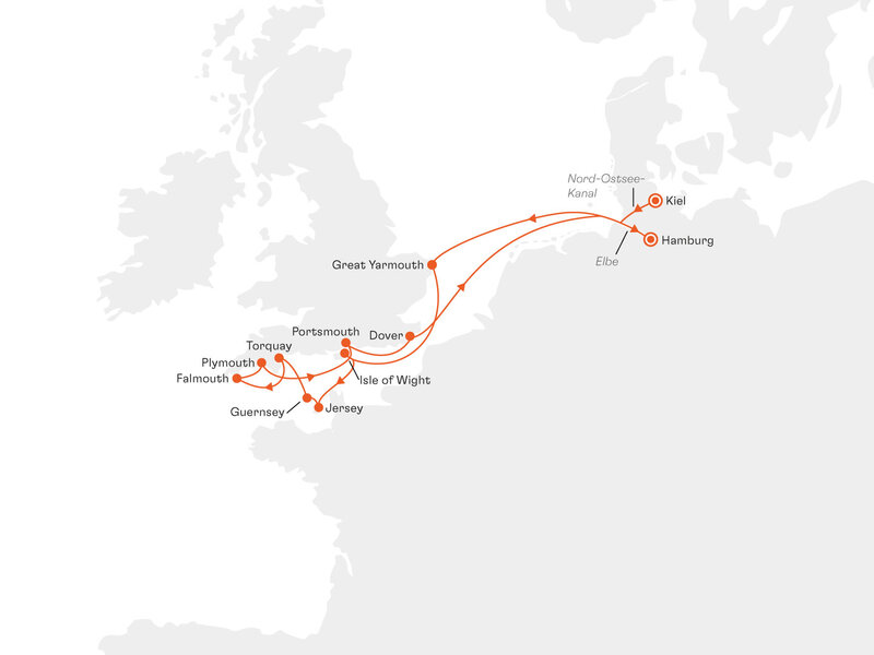 Routenkarte: Britische Eleganz: Metropolen und Meer