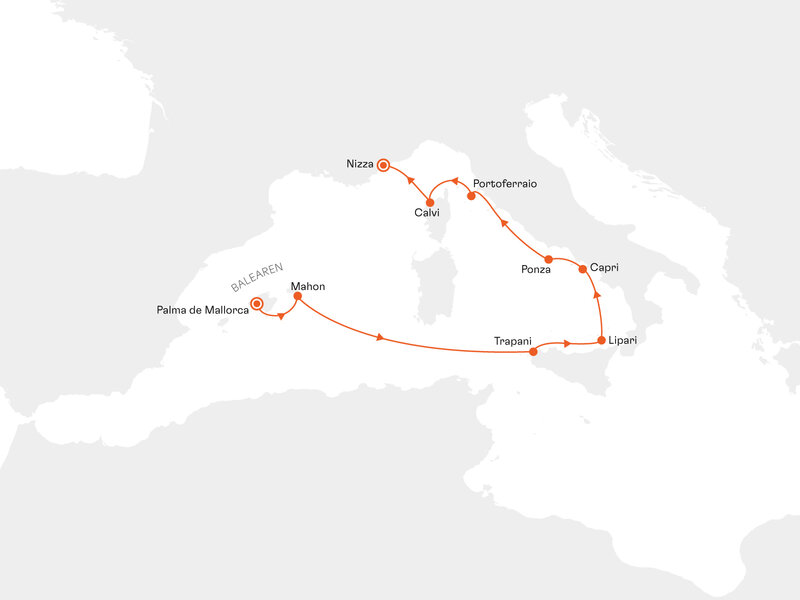 Routenkarte: Mediterranes Inselhopping