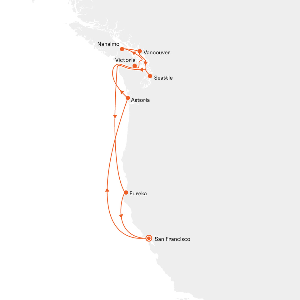 Originale Hapag-Lloyd Cruises Routenkarte EUR2704