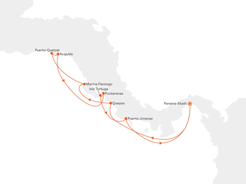 Routenkarte: Pura Vida – Costa Rica intensiv erleben