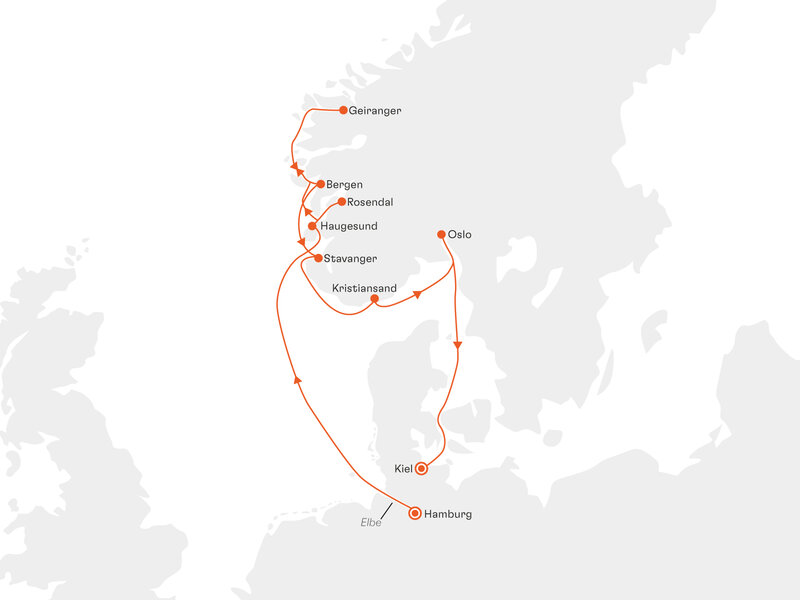 Routenkarte: Wunderwelt Norwegen
