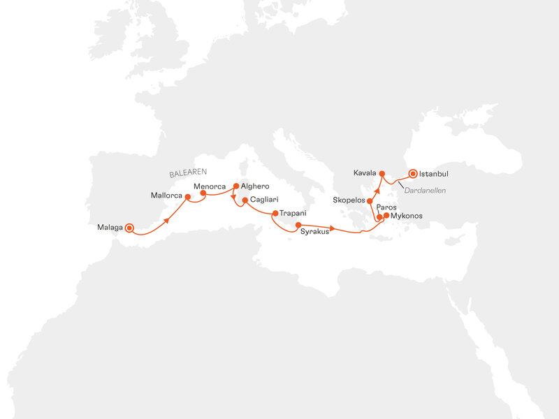Routenkarte: Mediterranes Inselhopping de luxe
