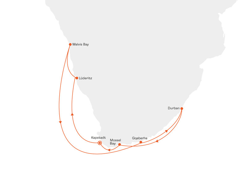Routenkarte: Sehnsuchtsziel Afrika
