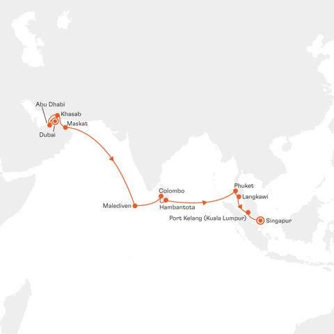 Kreuzfahrt Singapur Dubai 2023