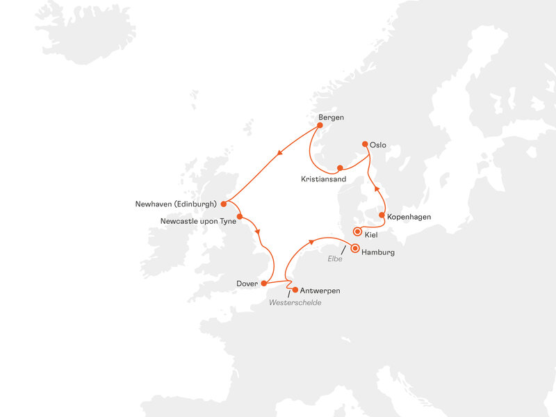 Routenkarte: Zwischen Hygge und Highlands