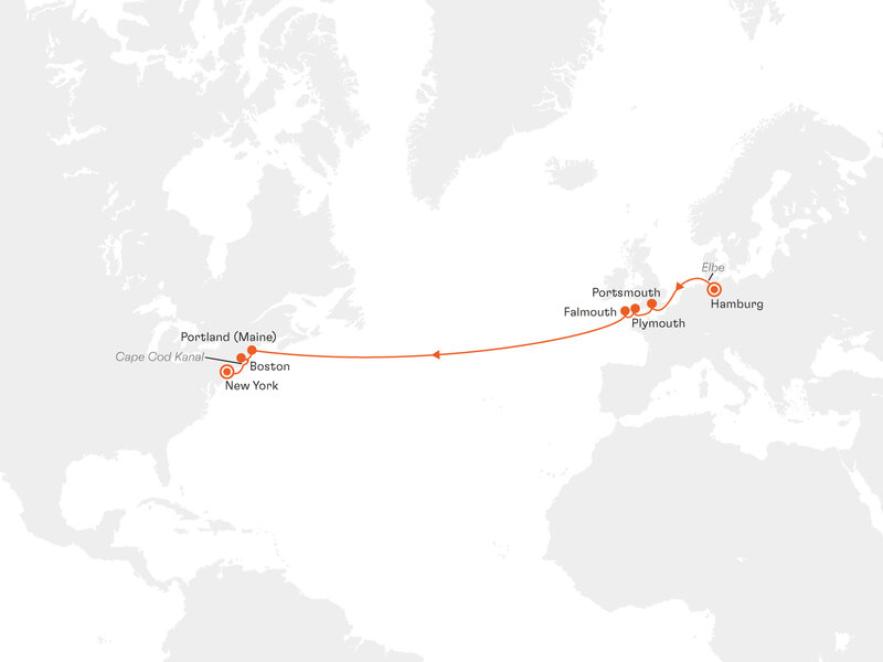 Routenkarte: Von der Elbe zum Big Apple