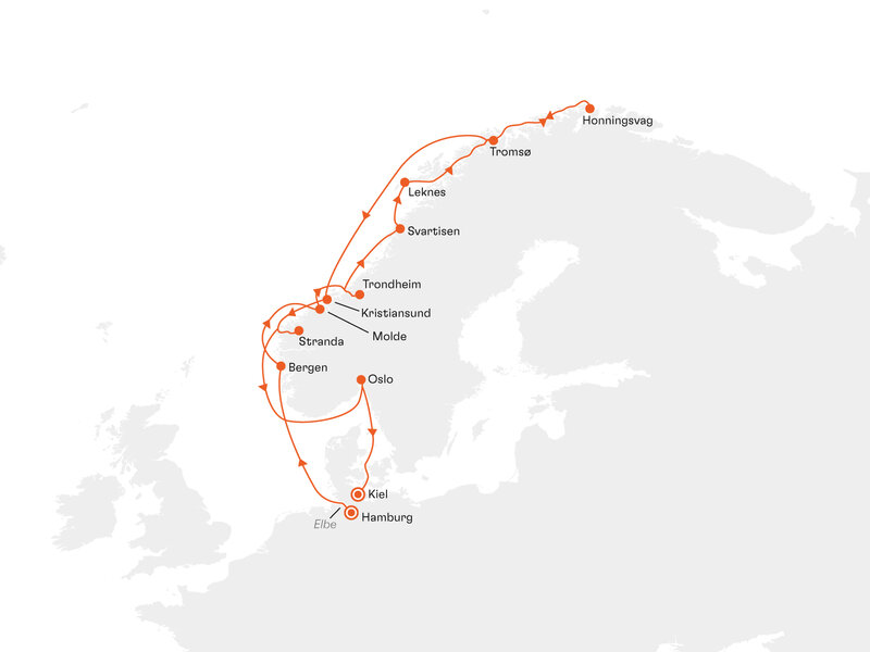 Routenkarte: Norwegens Naturwunder