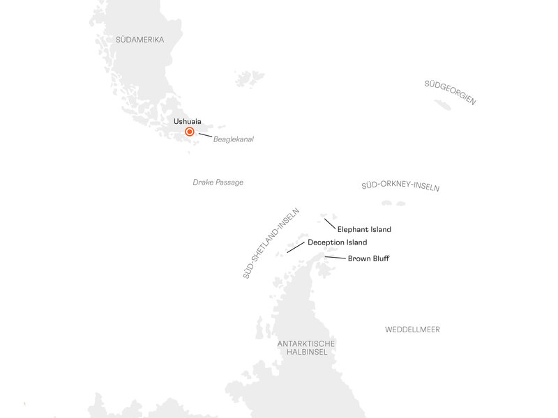 Routenkarte: Expedition Antarktis: Südgeorgien und Antarktische Halbinsel