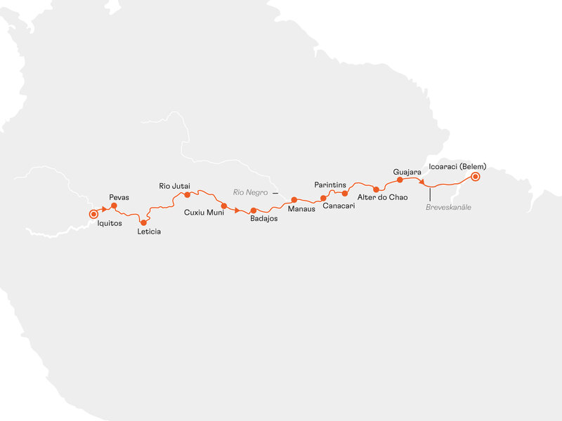 Routenkarte: Expedition Amazonas: Das grüne Herz Südamerikas