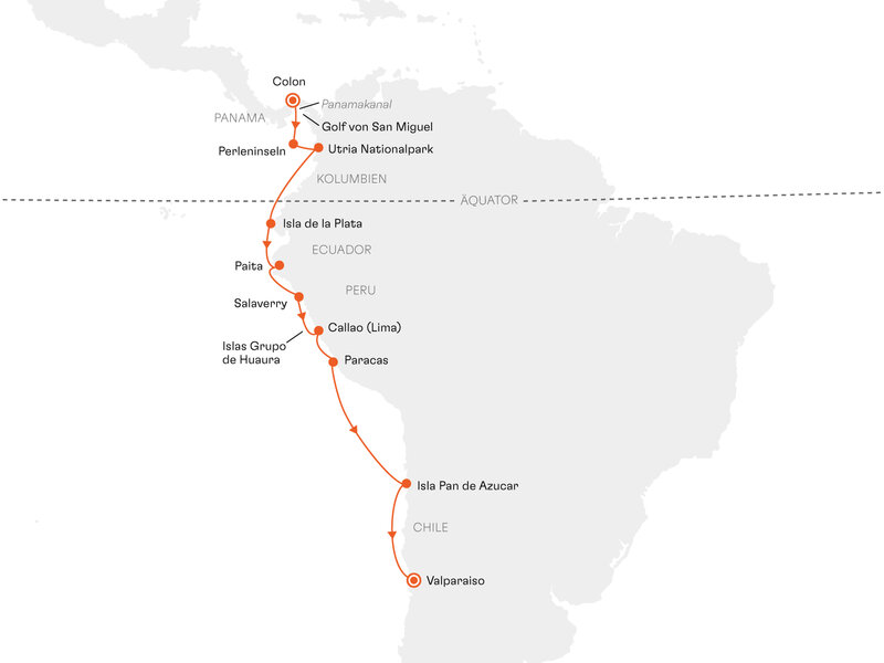 Routenkarte: Expedition Südamerika mit Panamakanal: Bilderbuch der Schöpfung