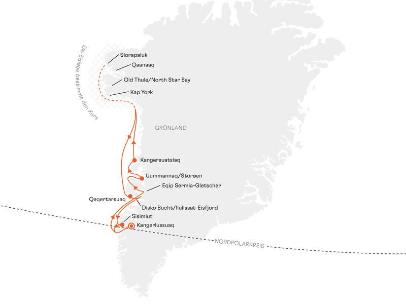 Routenkarte: Expedition Nordwestgrönland: Ungezähmtes Herz der Arktis