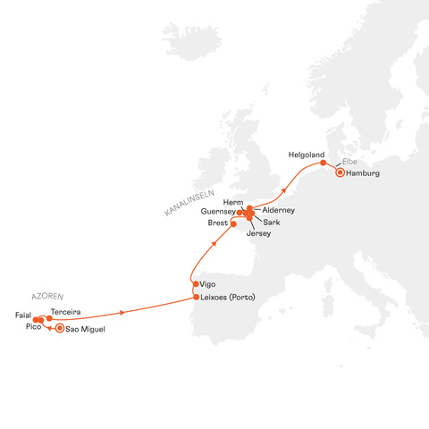 Originale Hapag-Lloyd Cruises Routenkarte NAT2710