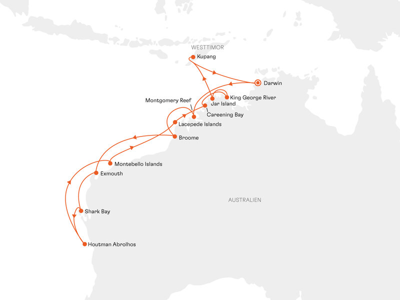 Routenkarte: Expedition Kimberley: Region der Superlative in Down Under