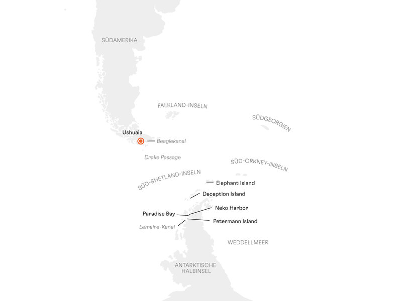 Routenkarte: Expedition Antarktis: Weddellmeer intensiv (Weihnachtsreise)