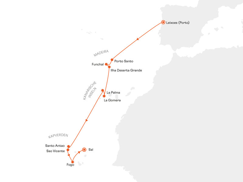 Routenkarte: Expedition Madeira, Kanaren und Kapverden: Trilogie atlantischer Entdeckerinseln